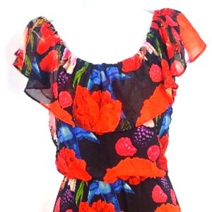 BETSEY JOHNSON Floral Ruffle MAXI Dress